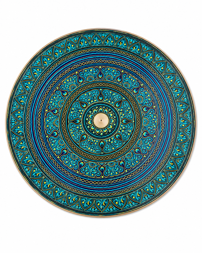 Hand-Painted Turquoise Wooden Side Table | Walnut & Resin